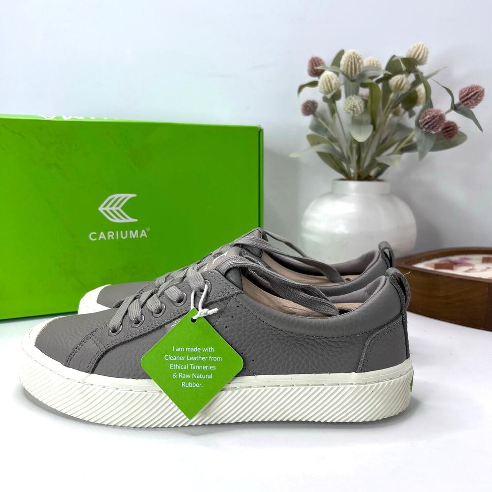 Cariuma OCA Low Casual Leather Sneaker Gray Women's 8.5 Tried On
